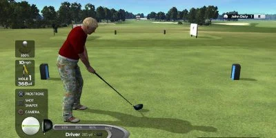 Golfer teeing off