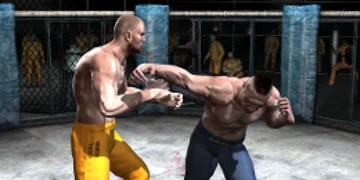 One fighter, making a mess of his punch, and missing