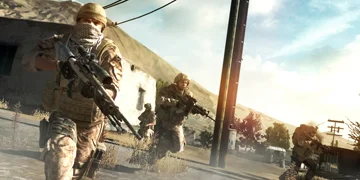 A small squad of soldiers disperse into various positions