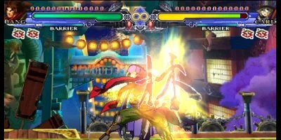 A small explosion, emphasising one player hitting the other