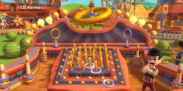 A game involving getting hoops wrapped around some wooden sticks