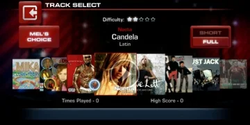 The song-selection screen