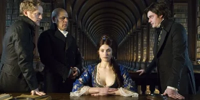 Three Men Stood Around a Table, Woman Sat