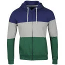 Brave Soul Men's Wilcocks Zip Through Hoody - Ink/Green/Grey - S - Ink/Green/Grey Image 1
