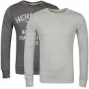 Brave Soul Men's Sebubla 2-Pack Crew Neck Sweat Jumpers-Charcoal Marl / Grey Marl - S - Charcoal Marl/Grey Marl Image 1