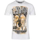 Ringspun Men's Photo Print Strip T-Shirt - White/Gold - S - White/Gold Image 1
