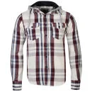 Brave Soul Men's Long Sleeve Hooded Check Shirt - Cream Check - S - Cream Check Image 1