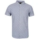 Brave Soul Heritage Men's Orpheus Short Sleeve Anchor Print Shirt - Blue - S - Blue Image 1