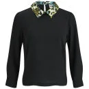 Vero Moda Women's Medine Contrast Collar Top - Black - XS/UK 8 - Black Image 1