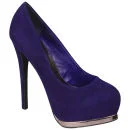 Odeon Women's Velvet Platform Heels - Blue - 3 - Blue Image 1