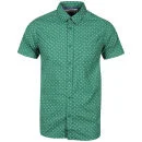 Brave Soul Men's Gallaghere Printed Short Sleeve Shirt - Green - S - Green Image 1