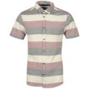 Brave Soul Men's Odin Short Sleeve Shirt - Ecru/Burgundy/Navy - S - Ecru/Burgundy/Navy Image 1