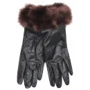 Women's Faux Fur Leather Gloves - Oxblood Image 1