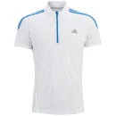 adidas Men's Response Short Sleeve 1/2 Zip Top - White/Solar Blue - S - White/Solar Blue Image 1