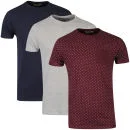 Brave Soul Men's Skeletor 3-Pack T-Shirts - Navy/Light Grey Marl/Burgundy - S Image 1
