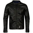 Crosshatch Men's Leather Look Jacket - Black/Blue - S - Black/Grey Image 1