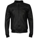 Bench Men's Washed Leather Look Derby Jacket - Black - S - Black Image 1