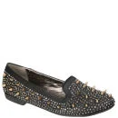 Odeon Women's Satin Studded Slipper Shoes - Black - 3 - Black Image 1