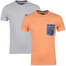 Carter Men's Boom 2-Pack T-Shirt - Grey Marl/Tango Orange - S - Grey Marl/Tango Orange Image 1