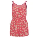 AX Paris Women's Daisy Print Playsuit - Coral - 8 - Coral Image 1