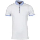 Brave Soul Men's Premiere Hexagonal Print Polo Shirt - White/Sky - S - White/Sky Image 1