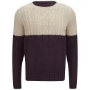 Soul Star Men's Pepper Sync Colour Block Knit Jumper - Burgundy - S - Burgundy Image 1