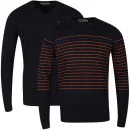 Brave Soul Men's Simon 2-Pack Knitwear - Navy & Ultraviolet - S - Navy/Orange/Ultraviolet Stripe & Navy Solid Image 1