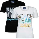 Pure Juice Women's 2 Pack Beach Team & Waimea Bay Graphic T-Shirt - White/Black - S - White/Black Image 1