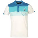 Crosshatch Men's Cromforth Stripe Panel Polo Shirt - Celestial/Ceramic/White - S - Celestial/Ceramic/White Image 1
