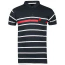 Soul Star Men's Bury Stripe Polo-Shirt - Navy - S - Navy Image 1