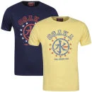 Osaka Men's 2 Pack T-Shirts - Navy Print Op 2 / Faded Yellow Print Op 1 - S - Navy / Faded Yellow Image 1