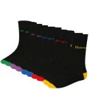 Bench Men's 5-Pack Basic Socks With Contrast Detail - Black- 7/11 - 7-11 - Black Image 1