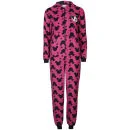 Mickey Mouse Women's Printed Fleece Onesie - Pink & Black - 8 - Pink & Black Image 1