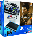 PS3: New Sony PlayStation 3 Slim Console (500 GB) - Black - Includes GT 5: Academy Edition, Uncharted 3: Game Of The Year Edition Image 1