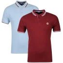 Carter Men's 2-Pack Polo Shirt - Sky/Burgundy - S - Sky/Burgundy Image 1