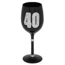 Black Diamante Wine Glass - 40th Birthday Image 1