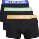 Brave Soul Men's 3-Pack Contrast Waistband Boxers - Orange/Blue/Lime - S - Orange/Blue/Lime Image 1