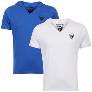 Ringspun Men's 2-Pack Hex Hooded V-Neck T-Shirt - Blue/White - S - Blue/White Image 1