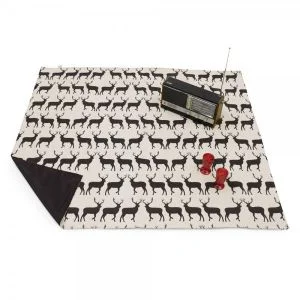 Anorak Kissing Stags Picnic Blanket - Black/Cream Image 1