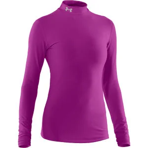 Under Armour Women's Coldgear Compression Mock Long Sleeve Top - Strobe/Silver - XS - Strobe/Silver Image 1