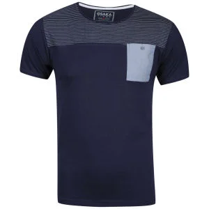 Osaka Men's Striped T-Shirt - Navy/Stone - S - Navy/Stone Image 1