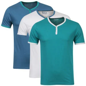 55 Soul Men's 3 Pack Blade T-Shirts - Green/White/Blue - S - Multi Image 1