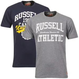 Russell Athletic Men's 2-Pack Stanfill & Enosa T-Shirt - Grey/Navy - S - Grey/Navy Image 1