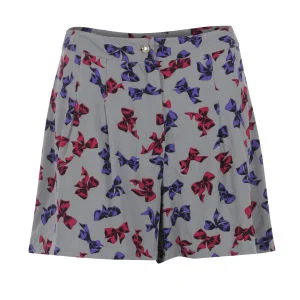 Sugarhill Boutique Women's Bow Print Shorts - Grey - 8 - Grey Image 1