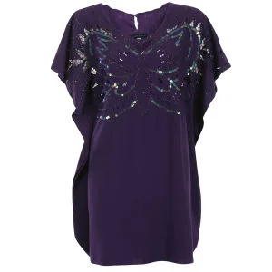 Sugarhill Boutique Women's Sequinned Batwing Butterfly Dress - Dark Purple/Black - 10 - DarkPurple/Black Image 1