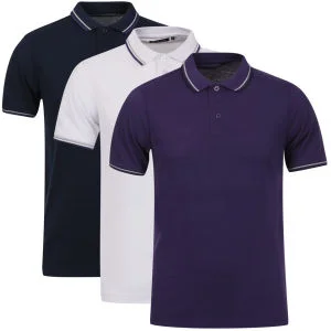 Brave Soul Men's 3-Pack Tip Polo - Purple/White/Navy - S - Purple/White/Navy Image 1