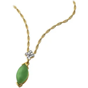 Silver Plated Jade Drop Pendant - One Size Image 1