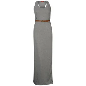 Influence Women's Racer Back Maxi Dress with Belt - Grey Marl - S-M - Grey Marl Image 1