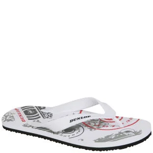 Dunlop Men's Graphic Flip Flops - White/Grey/Red - 6 - White/Grey/Red Image 1