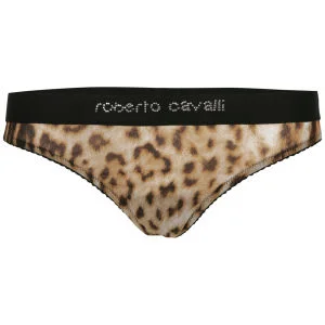 Roberto Cavalli Women's Animal Print Thong - Brown - S - Brown Image 1